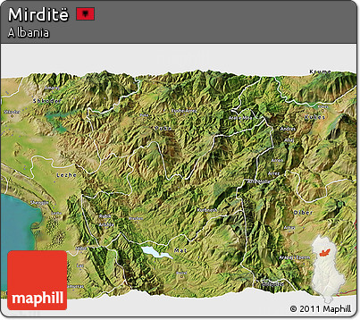 Satellite 3D Map of Mirditë