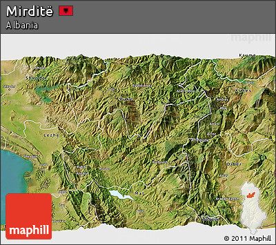 Satellite 3D Map of Mirditë