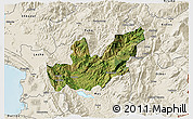 Satellite 3D Map of Mirditë, shaded relief outside