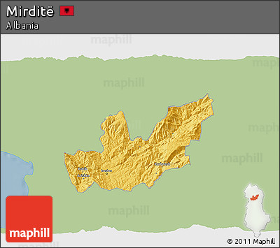 Savanna Style 3D Map of Mirditë, single color outside