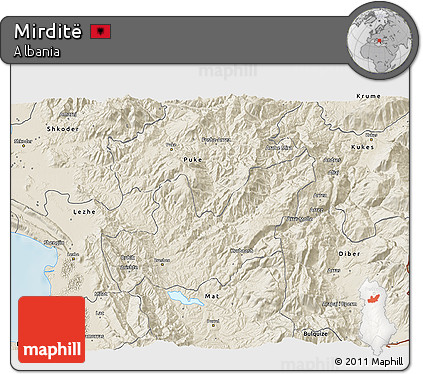 Shaded Relief 3D Map of Mirditë
