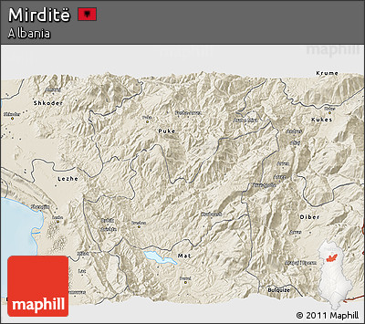 Shaded Relief 3D Map of Mirditë