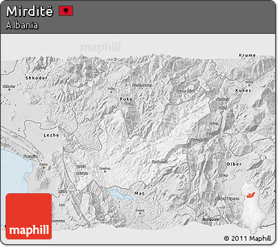 Silver Style 3D Map of Mirditë