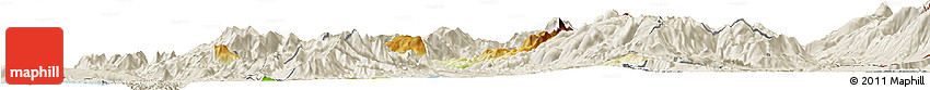 Physical Horizon Map of Mirditë, shaded relief outside