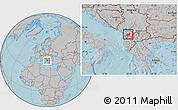 Gray Location Map of Mirditë, within the entire country, hill shading