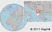 Gray Location Map of Mirditë, highlighted country, hill shading