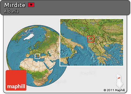 Satellite Location Map of Mirditë, within the entire country