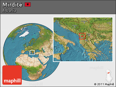 Satellite Location Map of Mirditë, within the entire country