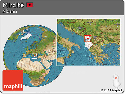 Satellite Location Map of Mirditë, highlighted country, within the entire country