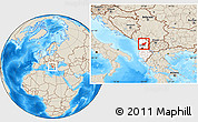 Shaded Relief Location Map of Mirditë, highlighted country