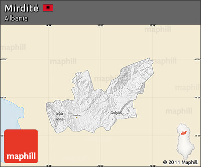 Classic Style Map of Mirditë, single color outside