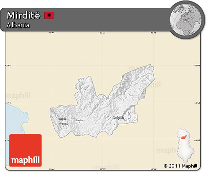 Classic Style Map of Mirditë, single color outside