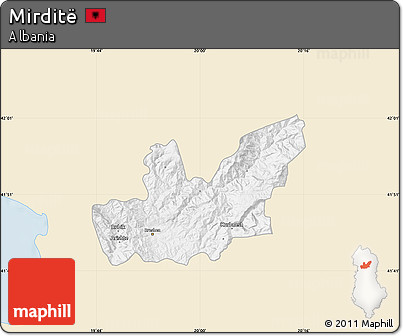 Classic Style Map of Mirditë, single color outside