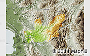 Physical Map of Mirditë, semi-desaturated