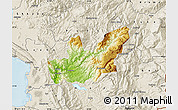 Physical Map of Mirditë, shaded relief outside