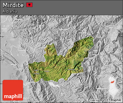 Satellite Map of Mirditë, lighten, desaturated