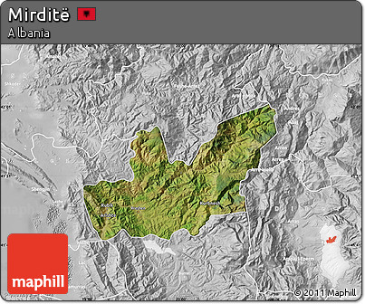 Satellite Map of Mirditë, lighten, desaturated