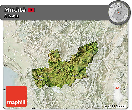 Satellite Map of Mirditë, lighten