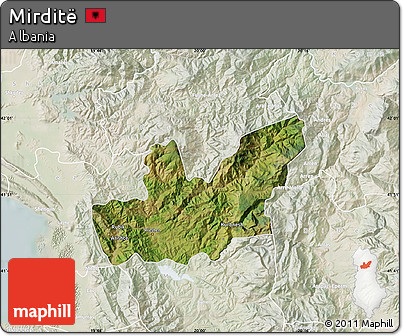 Satellite Map of Mirditë, lighten