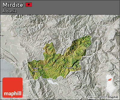 Satellite Map of Mirditë, lighten, semi-desaturated