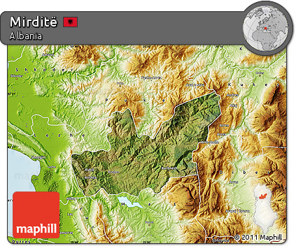 Satellite Map of Mirditë, physical outside