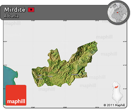 Satellite Map of Mirditë, single color outside