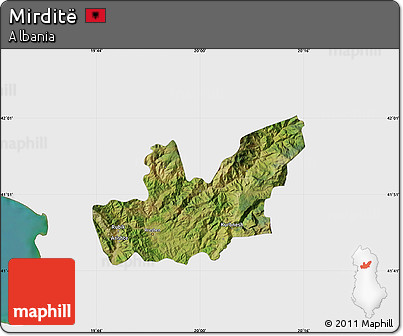 Satellite Map of Mirditë, single color outside