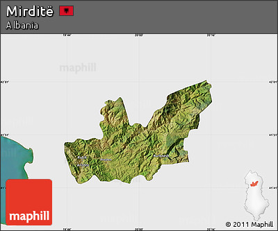 Satellite Map of Mirditë, single color outside