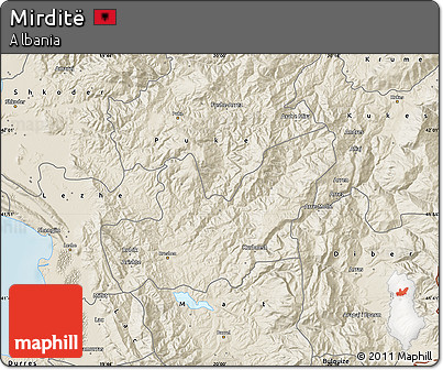 Shaded Relief Map of Mirditë