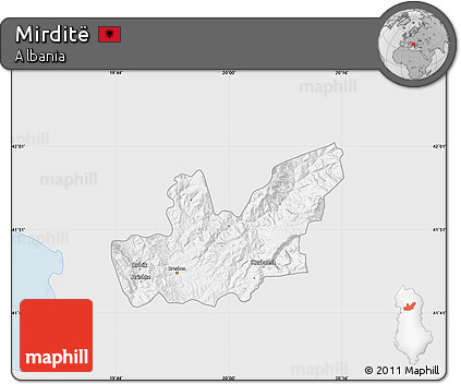Silver Style Map of Mirditë, single color outside