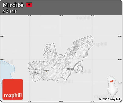 Silver Style Map of Mirditë, single color outside