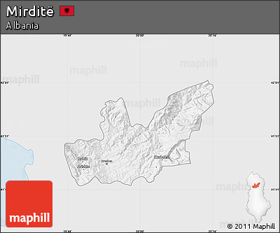 Silver Style Map of Mirditë, single color outside
