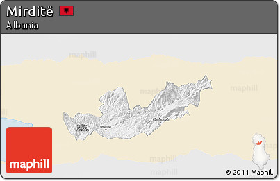 Classic Style Panoramic Map of Mirditë, single color outside
