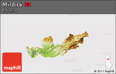 Physical Panoramic Map of Mirditë, cropped outside