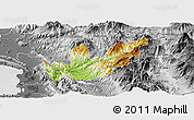 Physical Panoramic Map of Mirditë, desaturated