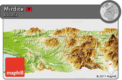 Physical Panoramic Map of Mirditë