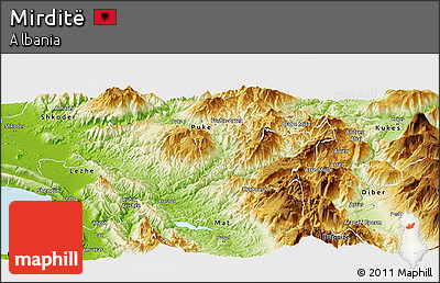 Physical Panoramic Map of Mirditë