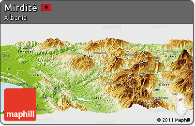 Physical Panoramic Map of Mirditë