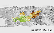 Physical Panoramic Map of Mirditë, lighten, desaturated