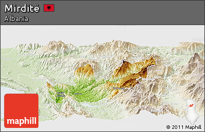 Physical Panoramic Map of Mirditë, lighten