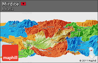 Physical Panoramic Map of Mirditë, political outside