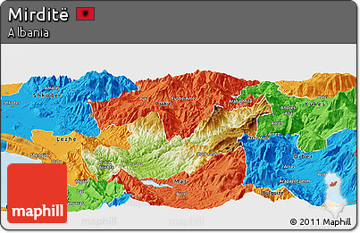 Physical Panoramic Map of Mirditë, political outside