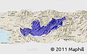 Political Panoramic Map of Mirditë, shaded relief outside