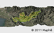 Satellite Panoramic Map of Mirditë, darken, semi-desaturated