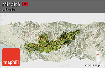 Satellite Panoramic Map of Mirditë, lighten