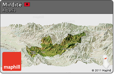 Satellite Panoramic Map of Mirditë, lighten