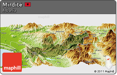 Satellite Panoramic Map of Mirditë, physical outside