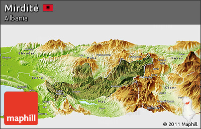 Satellite Panoramic Map of Mirditë, physical outside