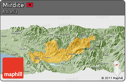 Savanna Style Panoramic Map of Mirditë