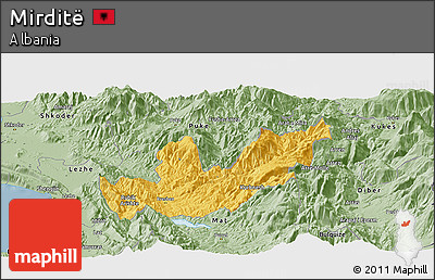 Savanna Style Panoramic Map of Mirditë